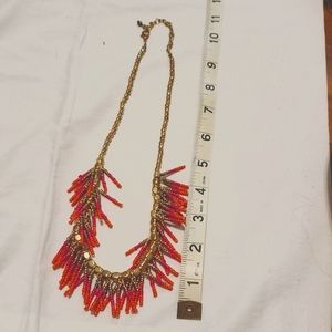 Pink orange and gold sea bead tassel Beach necklace